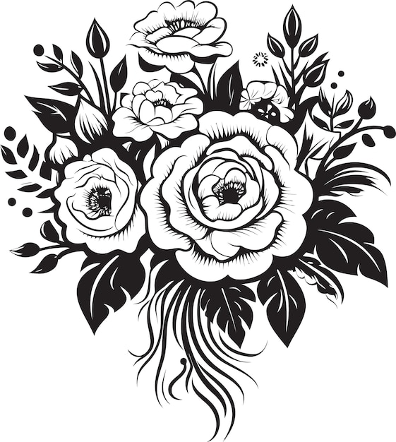 Enchanted Flower Fusion Black Floral Logo Sophisticated Bloom Posy Decorative Black Icon