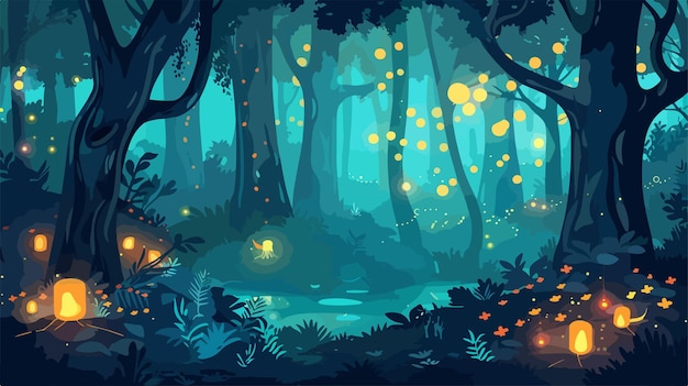 Enchanted Forest Glade with Glowing Fireflies