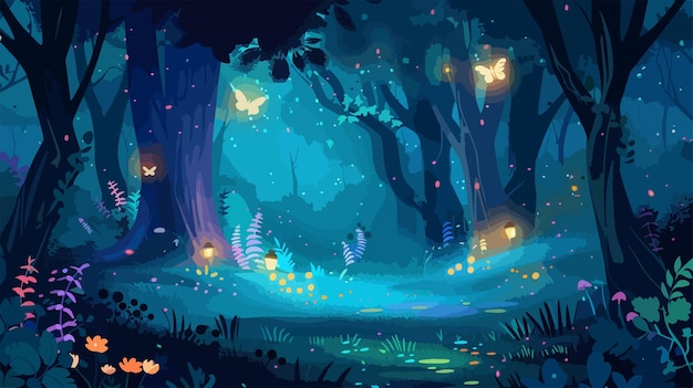 Enchanted Forest Glade with Glowing Fireflies