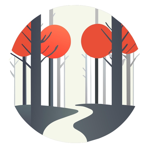 Vector enchanted forest pathway vector illustration flat 2