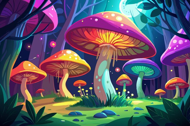 Vector enchanted glowing mushroom clipart mystical forest decor for digital art amp crafts