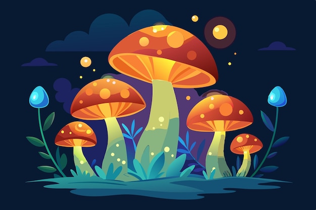 Enchanted Glowing Mushroom Clipart Mystical Forest Decor for Digital Art amp Crafts