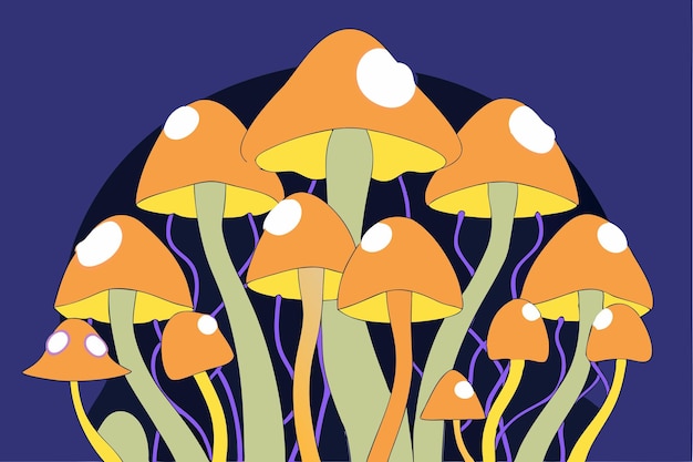 Vector enchanted glowing mushroom clipart mystical forest decor for digital art amp crafts