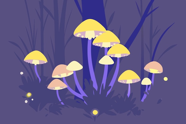 Vector enchanted glowing mushroom clipart mystical forest decor for digital art amp crafts