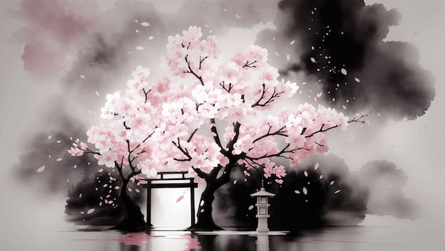 Vector enchanting blossoms the radiant pink bloom of cherry blossoms