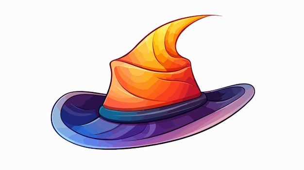 Enchanting Cartoon Witchs Hat Line Drawing on Warm Gradient Background