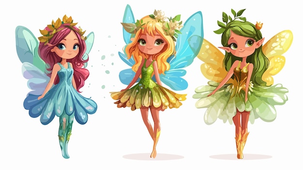 Vector enchanting fairy girl cartoon character illustration