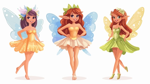 Vector enchanting fairy girl cartoon character illustration