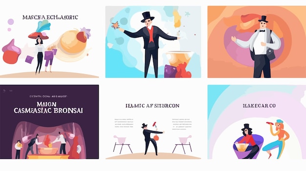 Vector enchanting magic show landing page circus template