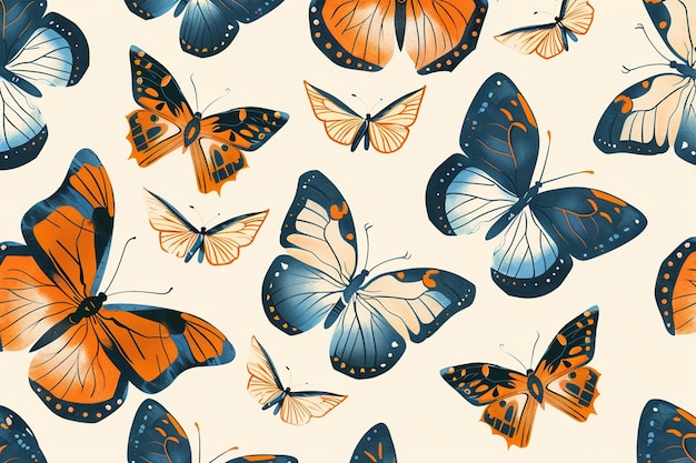 Vector enchanting pattern featuring butterflies design