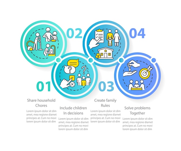 Encouraging teamwork blue circle infographic template