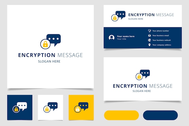 Encryption message logo design with editable slogan branding