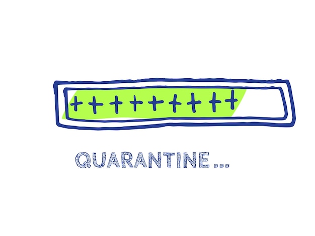 The End of Coronavirus Progress Bar Status.  Quarantine Illustration. Infographic Element with 90% Complete Indicator. Website Sketch Bar with Adjustable Fill Part. COVID-19 Vector Hand Drawn Loader.