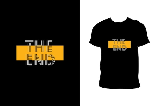 The End handwrite title black background Vector illustration Line t shirt design