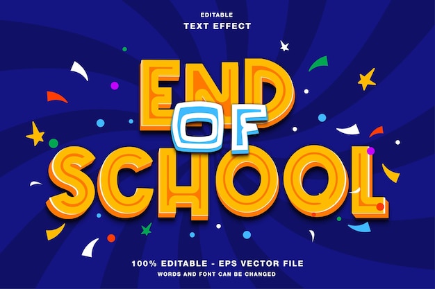 End of School 3D Editable Text Effect Style