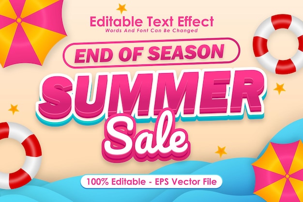 End Of Season Editable Text Effect 3 Dimension Emboss Cartoon Style