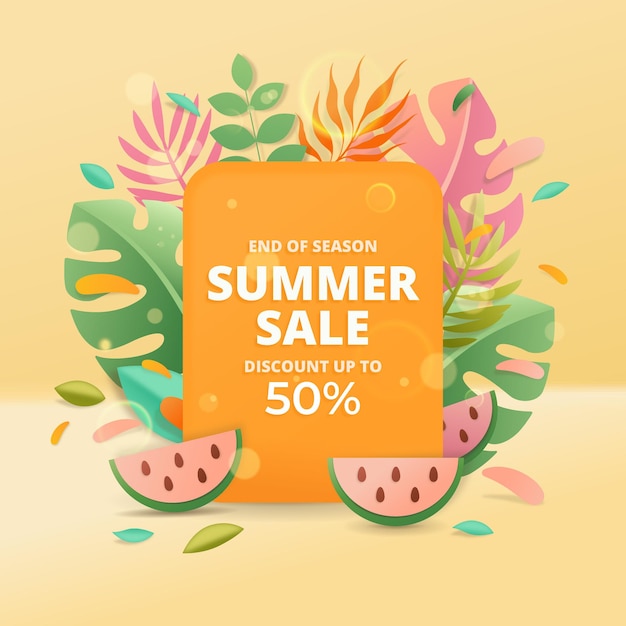 End of season summer sale offer banner bright color theme