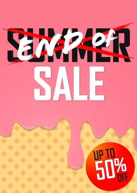 Vector end of summer sale poster design template or banner for shop and online store vector illustration