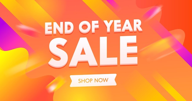 End of Year Sale Advertising Banner with Typography on colorful orange