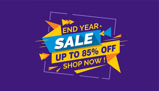 End Year Sale, Colorful Sale Banner