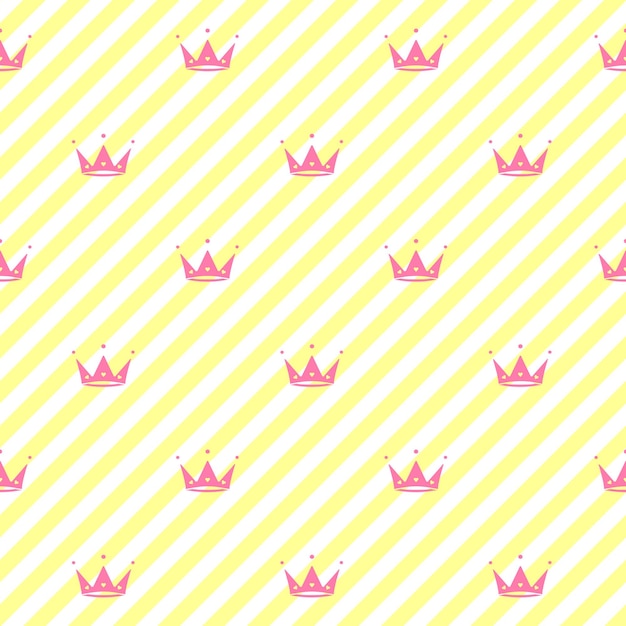 Endless background with crowns  hearts  diadems stripes Cute romantic pink vector background  lol surprise style Decor for childrens birthday girls party gift wrapping Pink background Vector