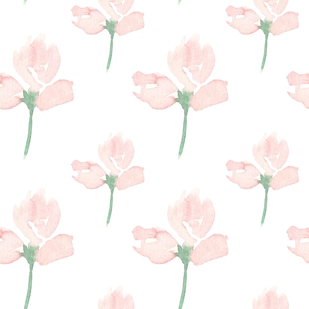 endless pattern with pink flower watercolor