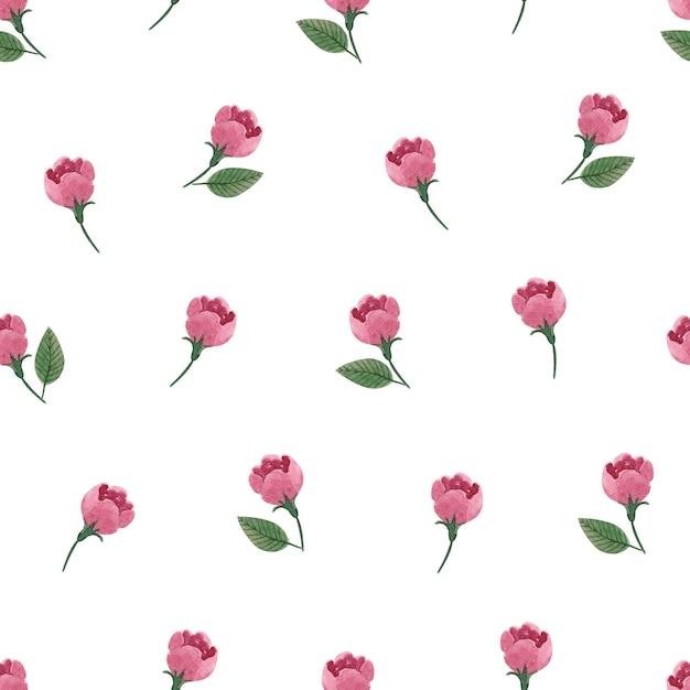 Endless watercolor pattern with red roses