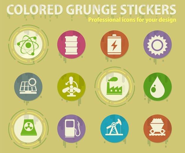 Enegry icology colored grunge icons