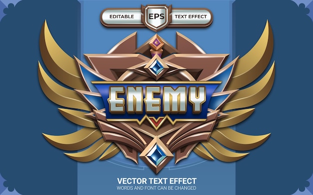 Enemy Badge with Editable Text Effect and Game Themed