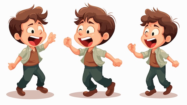 Energetic Boy Singing and Dancing Illustration