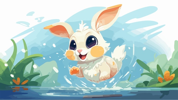 Energetic Cartoon Illustration of Female Rabbit Running