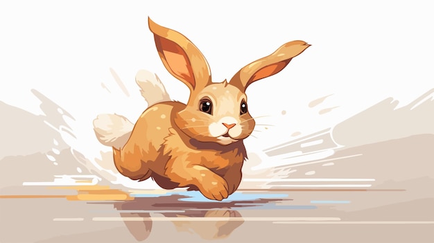 Energetic Cartoon Illustration of Female Rabbit Running