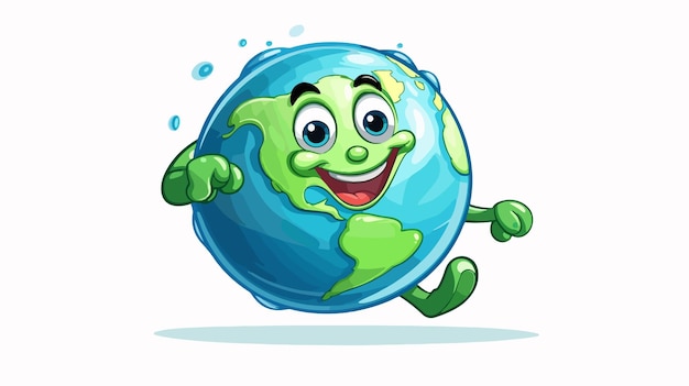 Vector energetic earth mascot running cartoon vector illustration