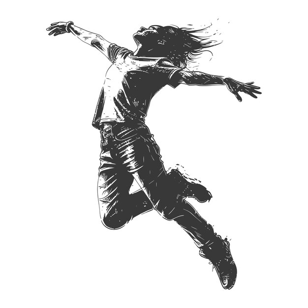 Vector energetic freestyle dancer leaping with exuberance