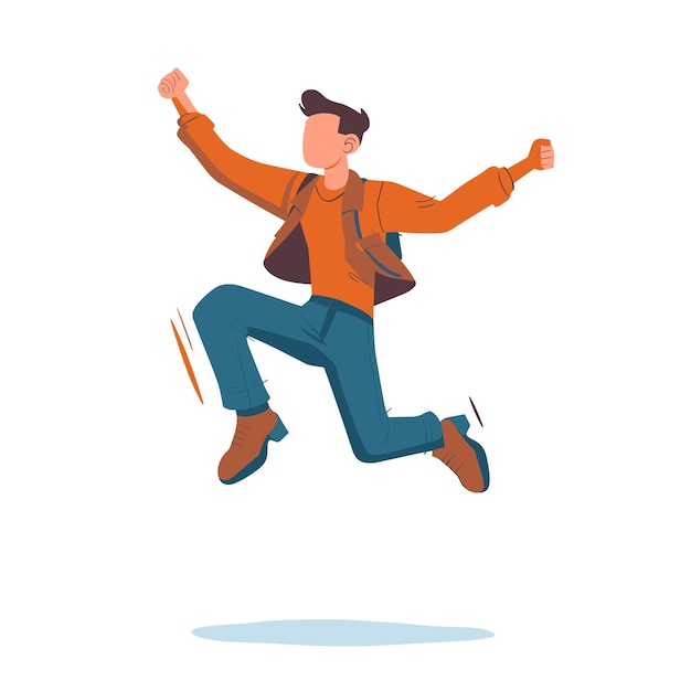 Vector energetic and vivid illustration of a person in the midst of a joyful jump