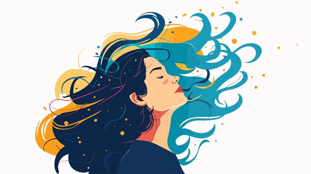 Energetic Woman in Flat Design Vector Illustration