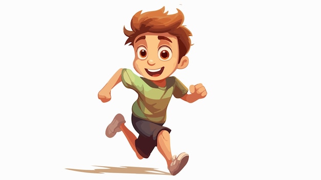 Energetic Young Boy Running at Fast Speed Cartoon Vector Illustration