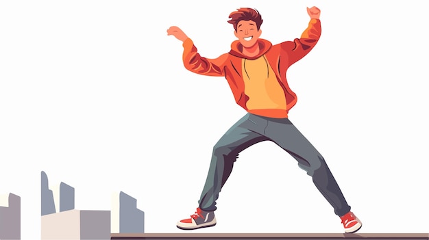 Energetic Young Man Dancing on Rooftop Car