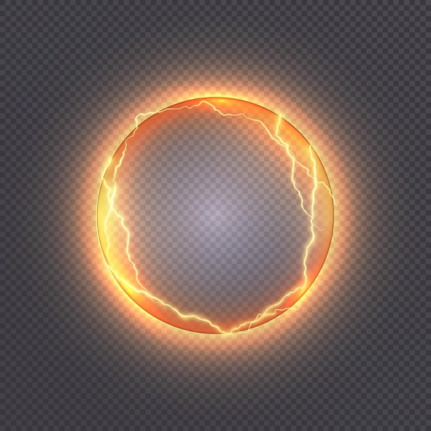 Energy ball. Magical portal of the yellow plasma. Frame for vector illustrations.