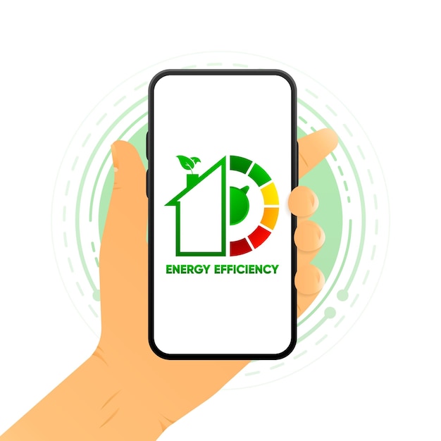 Energy Efficiency house in phone Concept of Energy Efficiency of housing Chart concept Speed risk