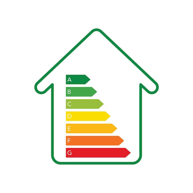 Energy efficient concept with classification graph sign House energy rating VectorxD