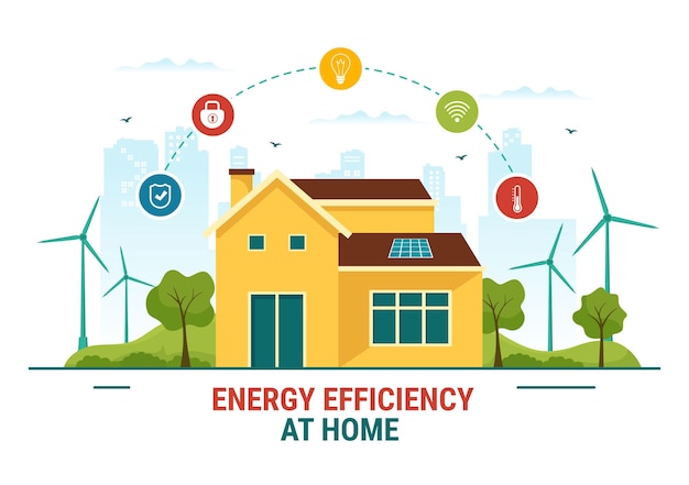 Vector energy efficient at home illustration of smart house technology system with centralized control