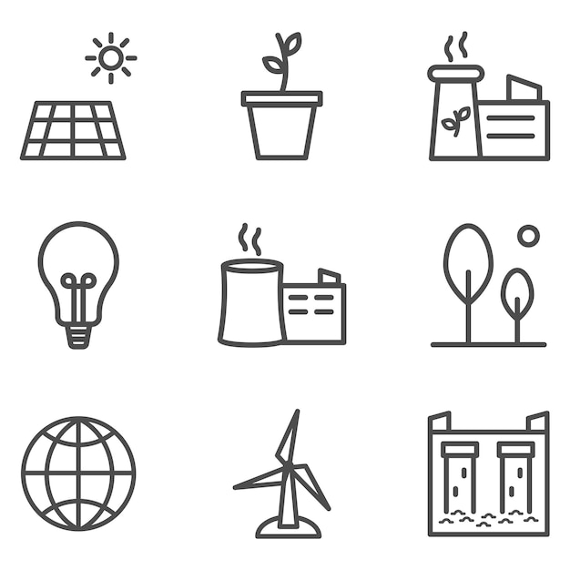 energy environment and nature types icons