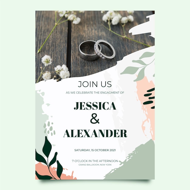 Vector engagement invitation template with photo