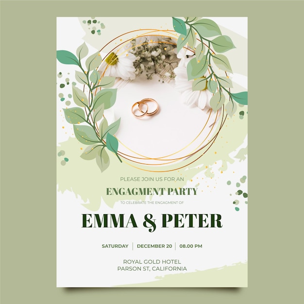 Vector engagement invitation template with photo