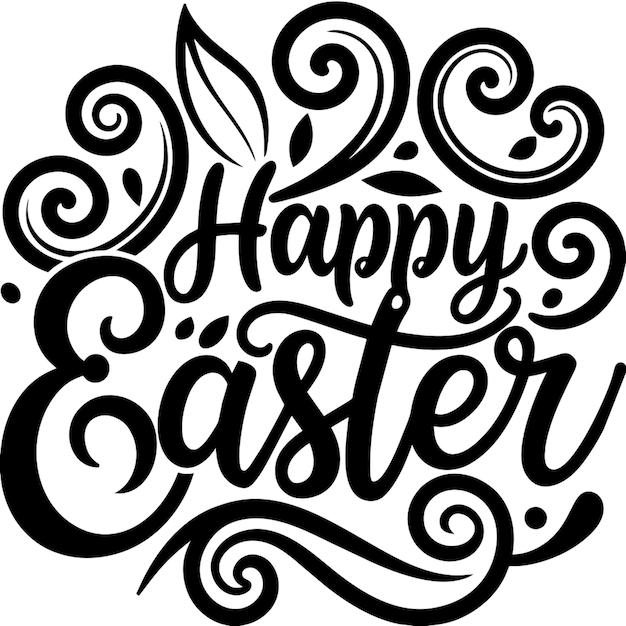 Vector an engaging calligraphic rendition of the phrase happy easter incorporating decorative curls and