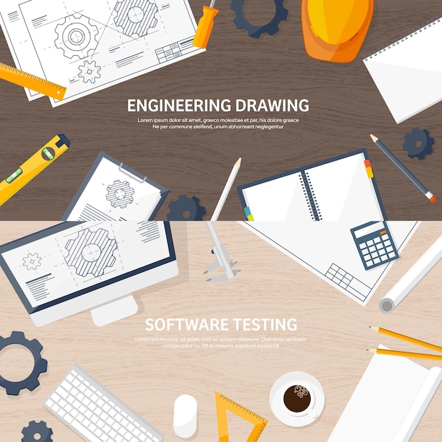 Engineering and architecture vector illustration drawing and construction architectural project