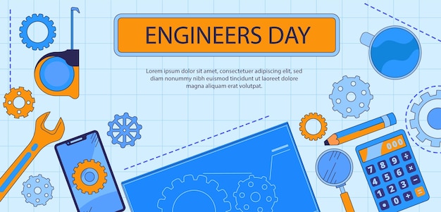 Vector engineering and construction illustrated happy engineers day free vector