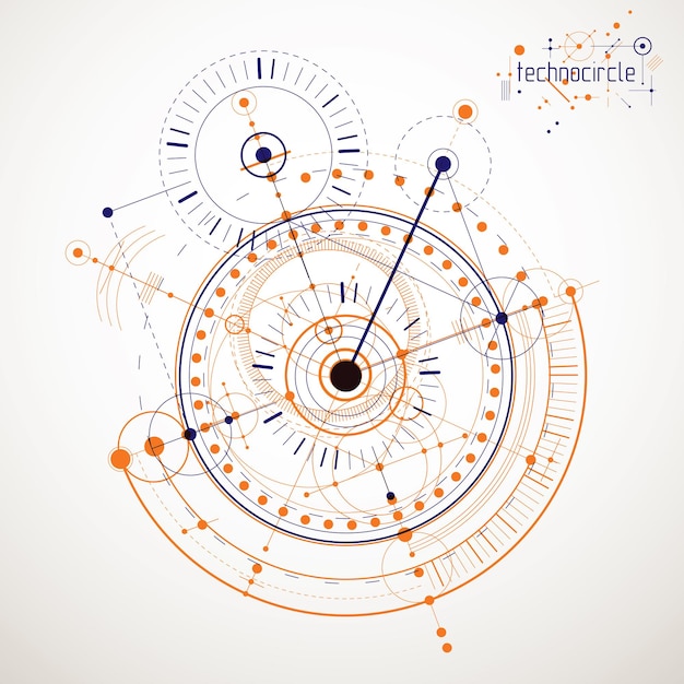 Engineering technology vector wallpaper made with circles and lines. Technical drawing abstract background.