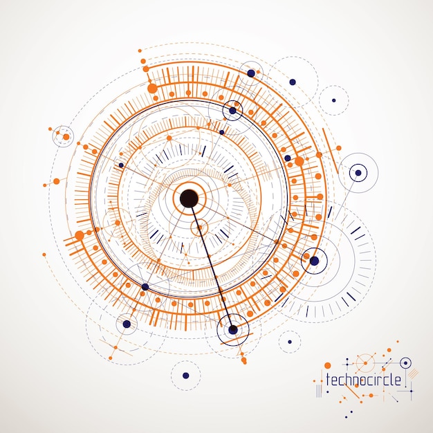 Engineering technology vector wallpaper made with circles and lines. Technical drawing abstract background.